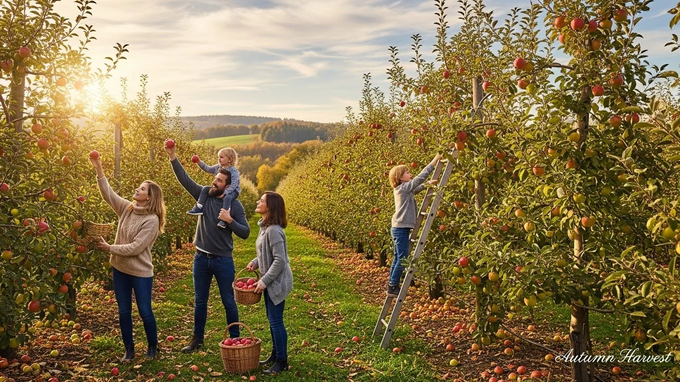 Cozy & Autumnal apple picking captions