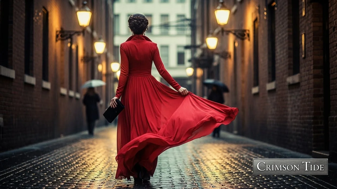 Edgy & Moody Red Dress Captions