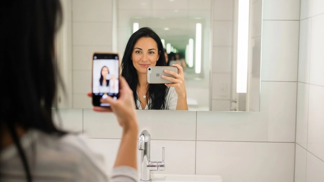 Nighttime & Glam Bathroom Selfie Captions