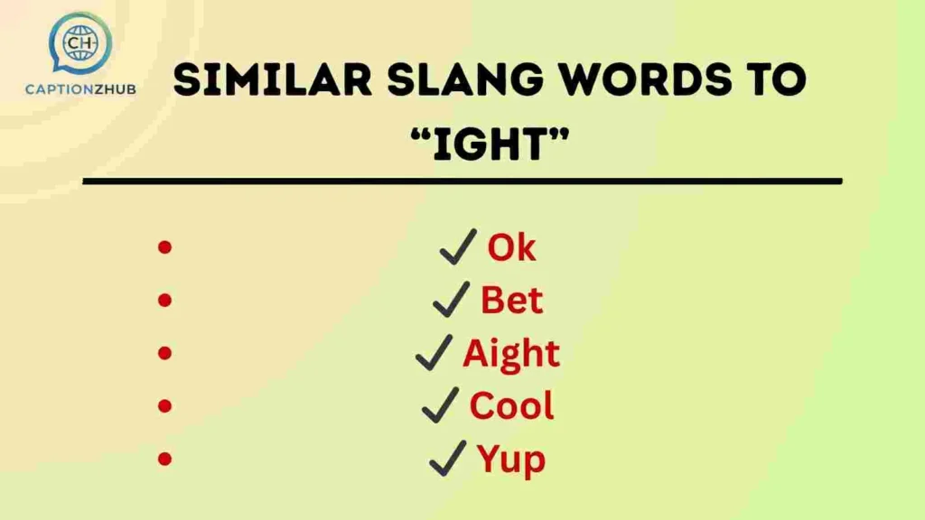 Similar Slang Words to “Ight”
